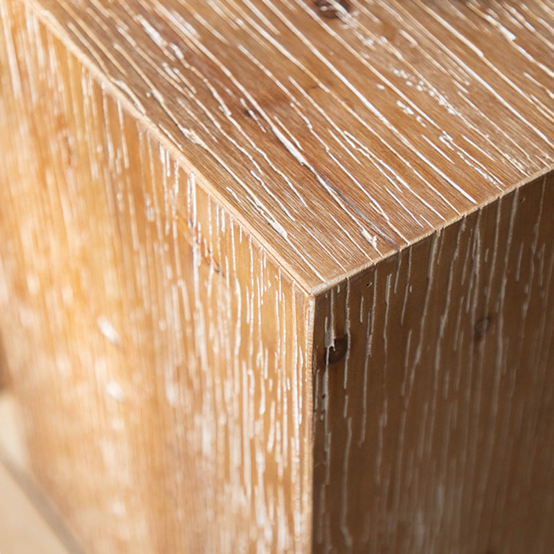 Rustic 11.81" Wood End Table Square Side Table in Distressed Finish