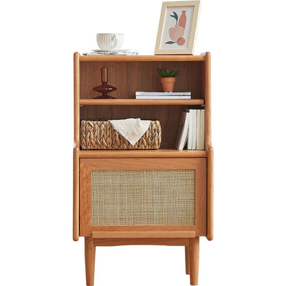 14" Wide Side Table Oak Accent Side Table with Storage for Living Room