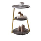 Glam Metal Side Table with Shelves Round Stone Top Accent Side Table