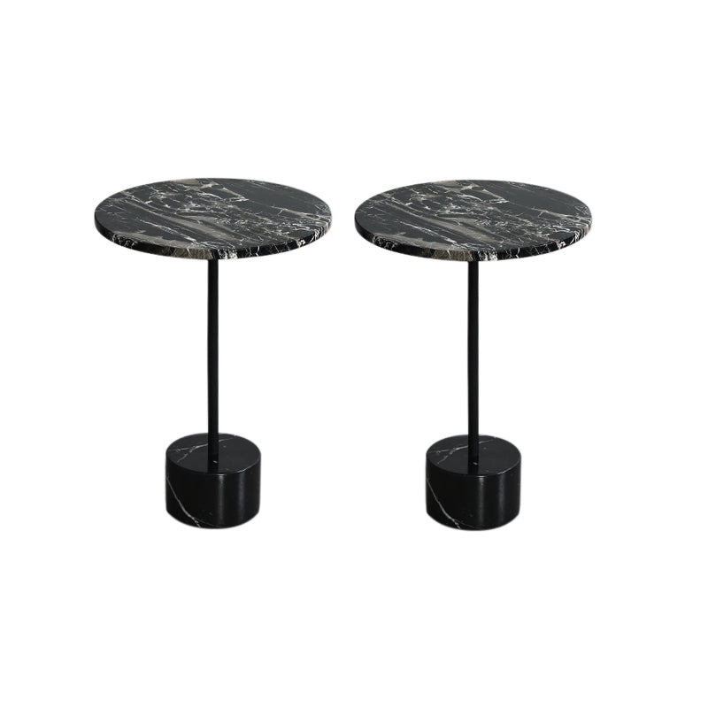 15.74" Wide Round Side Accent Table Marble Top Pedestal End Table