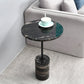 15.74" Wide Round Side Accent Table Marble Top Pedestal End Table