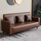 Cushions Square Arm Sofa Leather and Wood Seating with Pillows Dark Coffee Clearhalo 'furn' 'furn_sofas' 'Furniture' 'Living Room Furniture' 'Sofa' 'sofas' 6551599