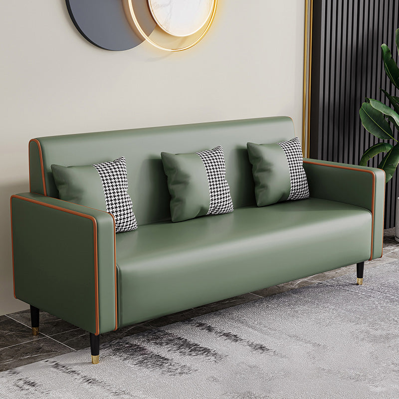 Cushions Square Arm Sofa Leather and Wood Seating with Pillows Olive Green Clearhalo 'furn' 'furn_sofas' 'Furniture' 'Living Room Furniture' 'Sofa' 'sofas' 6551604