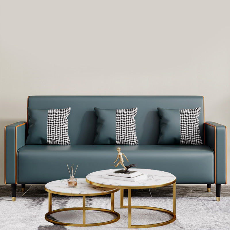 Cushions Square Arm Sofa Leather and Wood Seating with Pillows Clearhalo 'furn' 'furn_sofas' 'Furniture' 'Living Room Furniture' 'Sofa' 'sofas' 6551605
