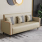 Cushions Square Arm Sofa Leather and Wood Seating with Pillows Beige Clearhalo 'furn' 'furn_sofas' 'Furniture' 'Living Room Furniture' 'Sofa' 'sofas' 6551608