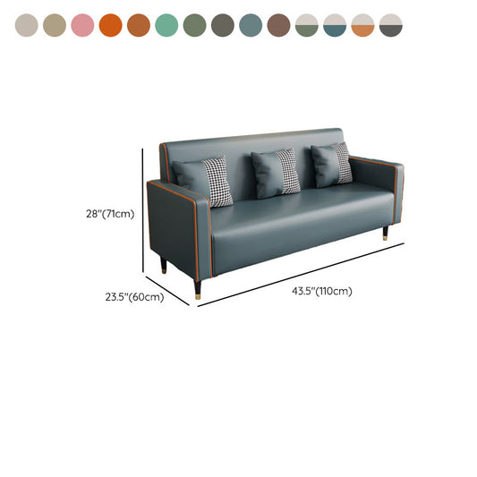 Cushions Square Arm Sofa Leather and Wood Seating with Pillows
