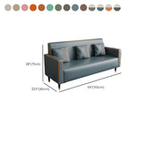 Cushions Square Arm Sofa Leather and Wood Seating with Pillows