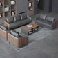 Sloped Arm Sofa in Black with Pillows Leather Stain Resistant Sofa