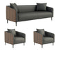 Sloped Arm Sofa in Black with Pillows Leather Stain Resistant Sofa