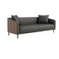 Sloped Arm Sofa in Black with Pillows Leather Stain Resistant Sofa