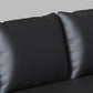 Sloped Arm Sofa in Black with Pillows Leather Stain Resistant Sofa