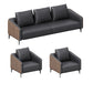 Sloped Arm Sofa in Black with Pillows Leather Stain Resistant Sofa