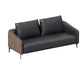 Sloped Arm Sofa in Black with Pillows Leather Stain Resistant Sofa