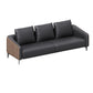 Sloped Arm Sofa in Black with Pillows Leather Stain Resistant Sofa