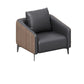 Sloped Arm Sofa in Black with Pillows Leather Stain Resistant Sofa