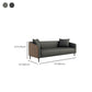Sloped Arm Sofa in Black with Pillows Leather Stain Resistant Sofa