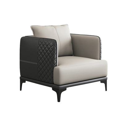 Modern Living Room Sofa Tuxedo Arm Sofa with Pillow and Black Metal Legs