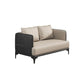 Modern Living Room Sofa Tuxedo Arm Sofa with Pillow and Black Metal Legs