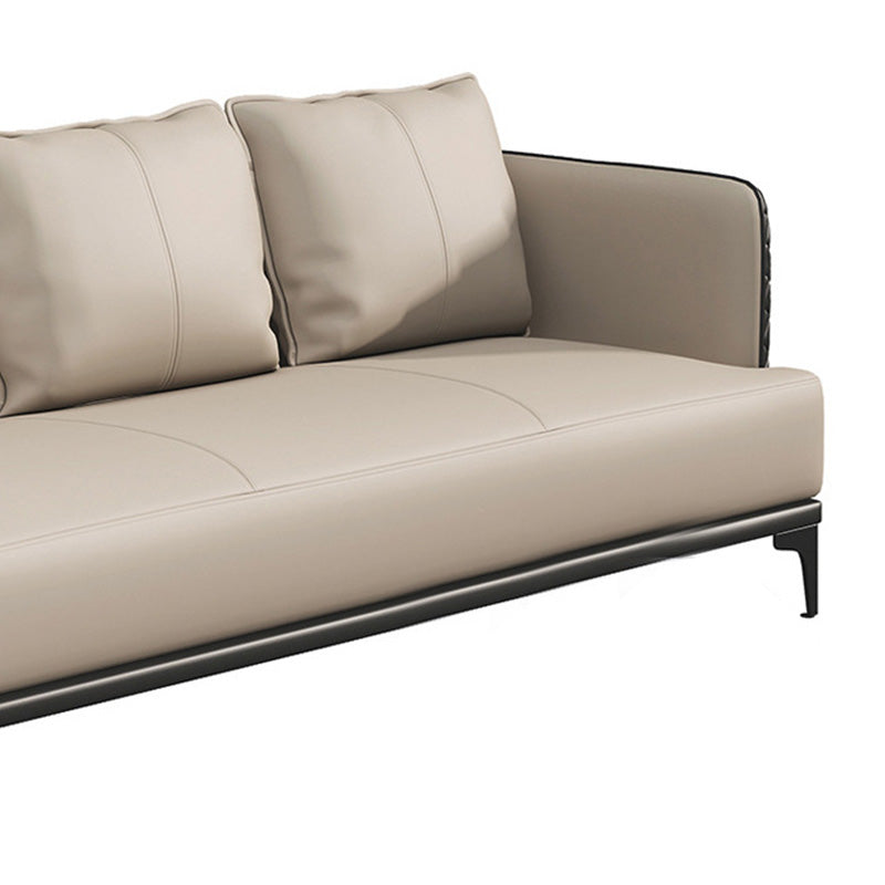 Modern Living Room Sofa Tuxedo Arm Sofa with Pillow and Black Metal Legs