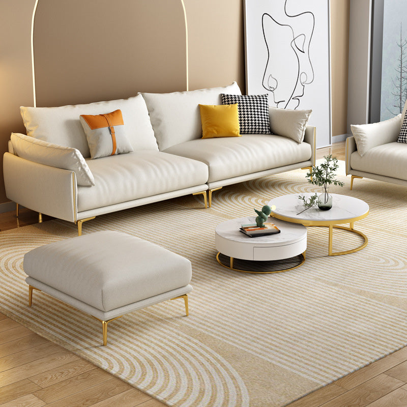 Pillow Top Arm Sofa Light Yellow Luxurious Sofa with Bolster Pillows