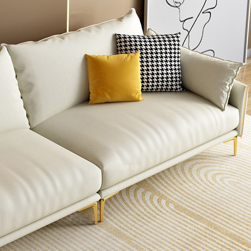 Pillow Top Arm Sofa Light Yellow Luxurious Sofa with Bolster Pillows