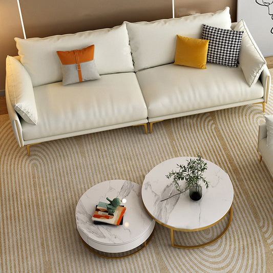 Pillow Top Arm Sofa Light Yellow Luxurious Sofa with Bolster Pillows