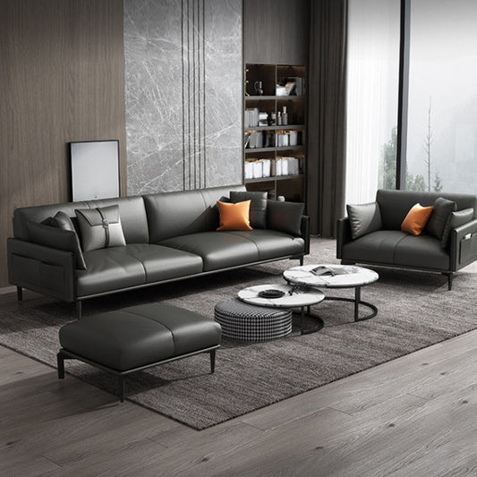 Vintage Living Room Sofa Leather Pillow Top Arm Pillows Seating