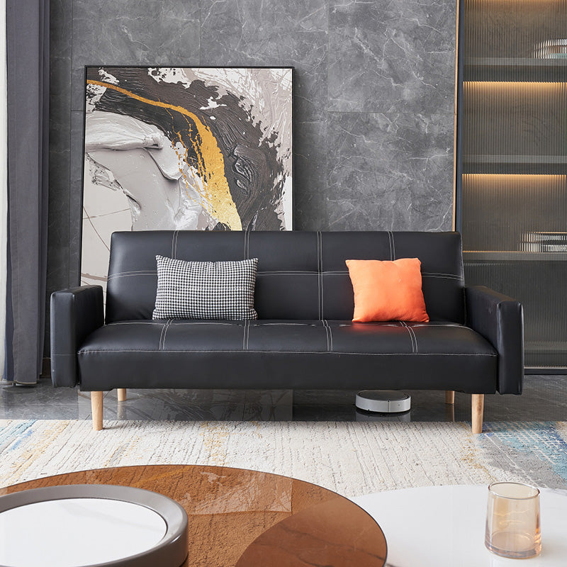 Sofá de cuero y madera Sofá de cuero cojines para apartamento