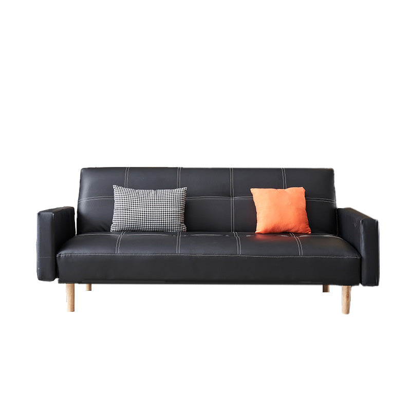 Sofá de cuero y madera Sofá de cuero cojines para apartamento