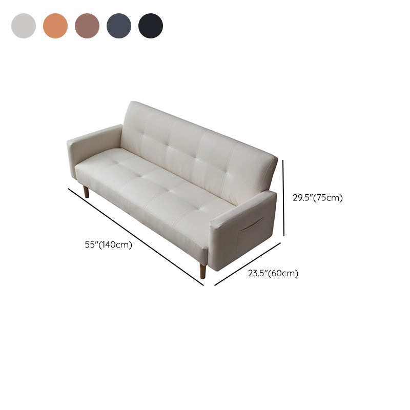 Sofá de cuero y madera Sofá de cuero cojines para apartamento