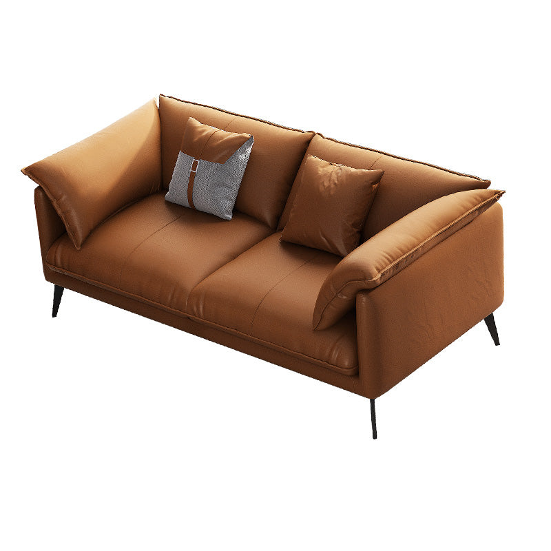 Vintage Living Room Settee Pillow Top Arm Pillows Orange Sofa 69"L x 37"W x 31"H Clearhalo 'furn' 'furn_sofas' 'Furniture' 'Living Room Furniture' 'Sofa' 'sofas' 6551899