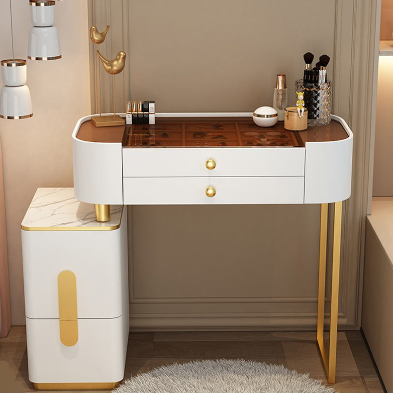 モダンなガラス/石のトップメイクアップバニティミラーとジュエリードレッシングテーブル