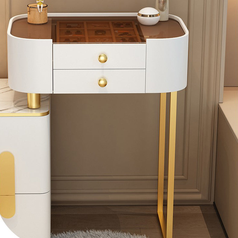 モダンなガラス/石のトップメイクアップバニティミラーとジュエリードレッシングテーブル