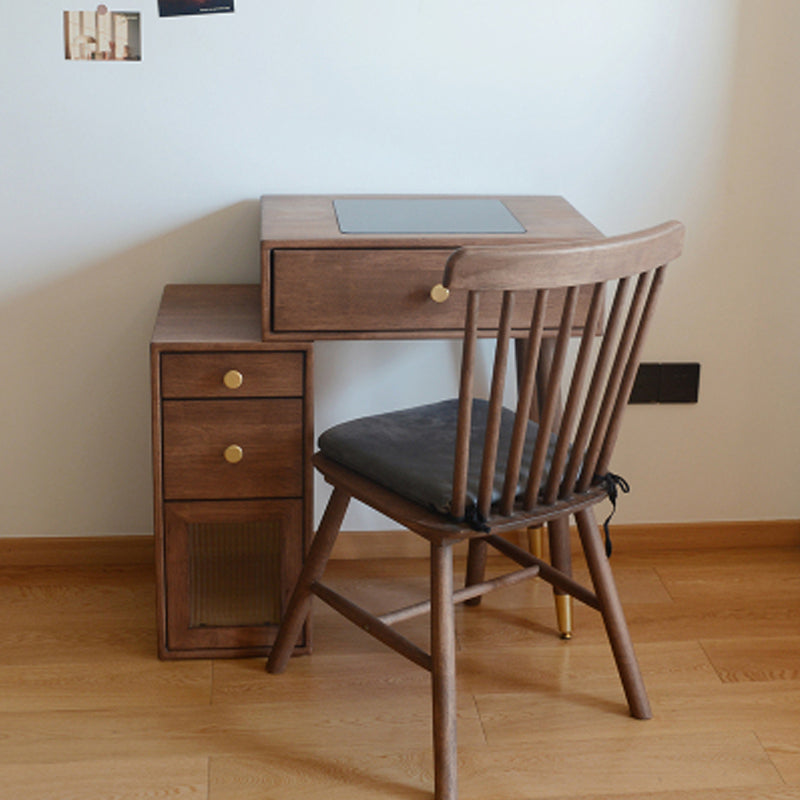 Tavolo in legno massiccio tavolo da stoccaggio set di vanità con tavolo da trucco e sgabello