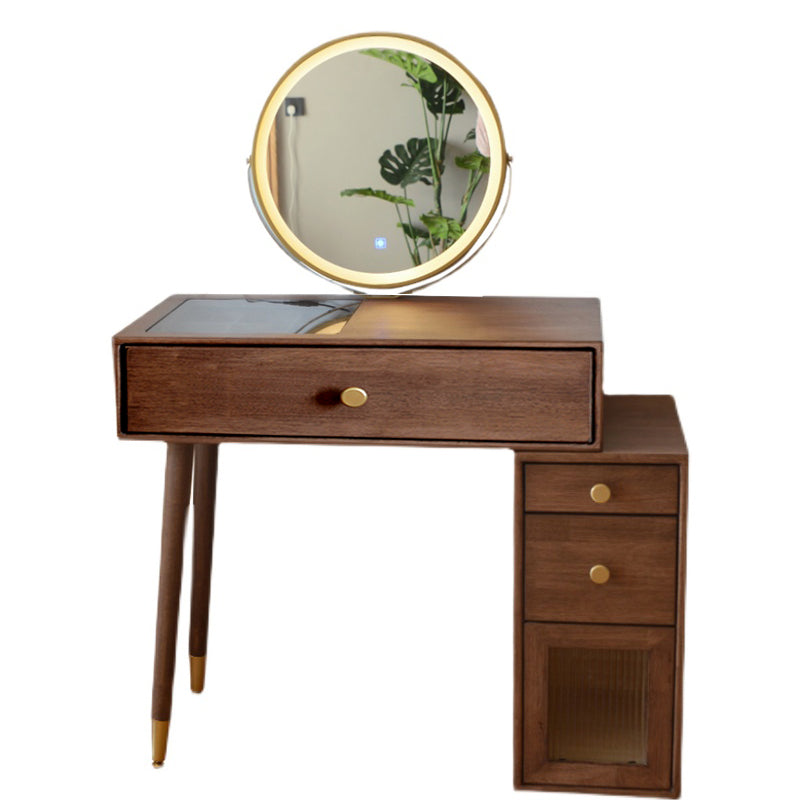 Tavolo in legno massiccio tavolo da stoccaggio set di vanità con tavolo da trucco e sgabello