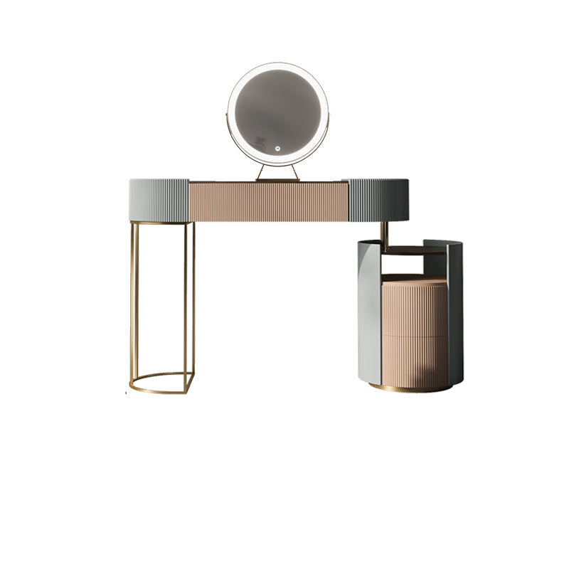 Glazen top ijdelheid tafelopslag doos ijdelheid set met make -uptafel en ontlasting