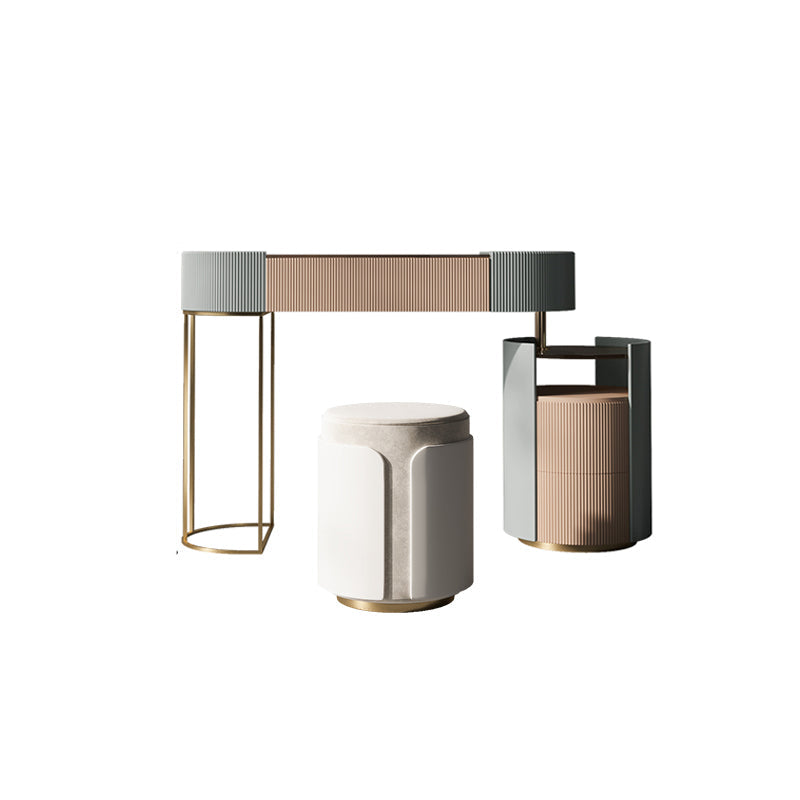 Glazen top ijdelheid tafelopslag doos ijdelheid set met make -uptafel en ontlasting