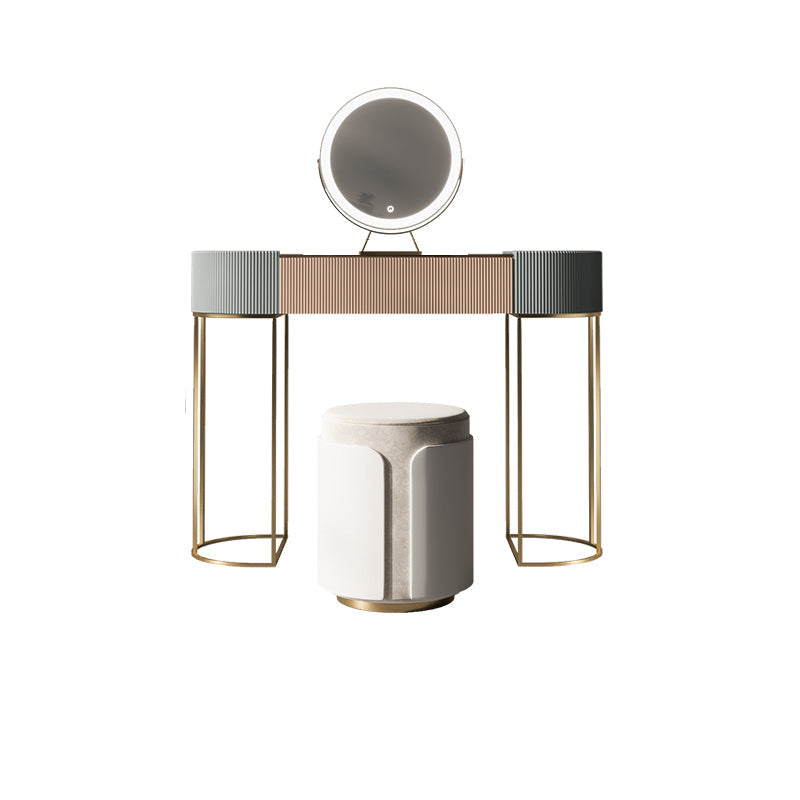 Glazen top ijdelheid tafelopslag doos ijdelheid set met make -uptafel en ontlasting