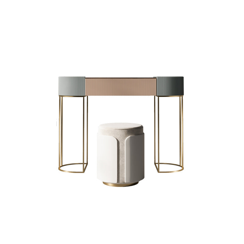 Glazen top ijdelheid tafelopslag doos ijdelheid set met make -uptafel en ontlasting