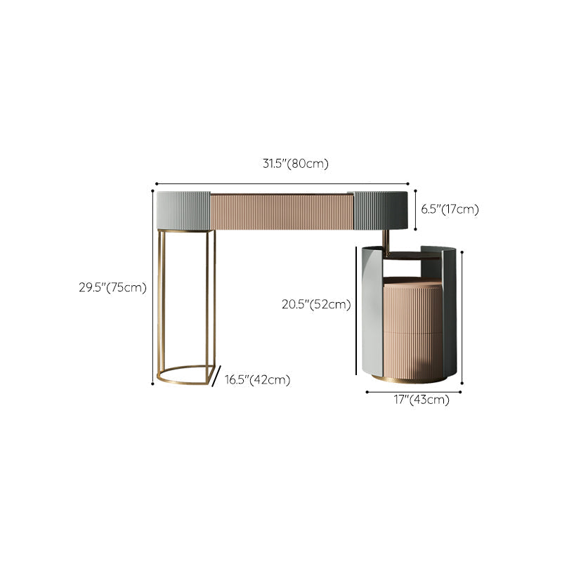 Glazen top ijdelheid tafelopslag doos ijdelheid set met make -uptafel en ontlasting