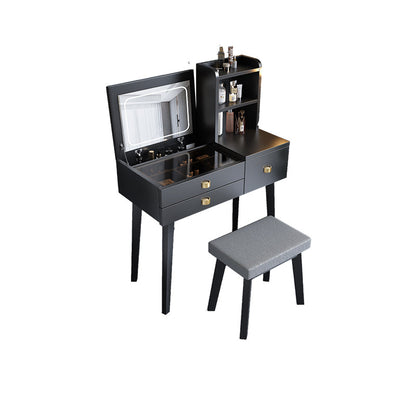 Flip-Top-Waschtabelle 3-Schüchterstuhl-Waschtisch mit Lagerregalen