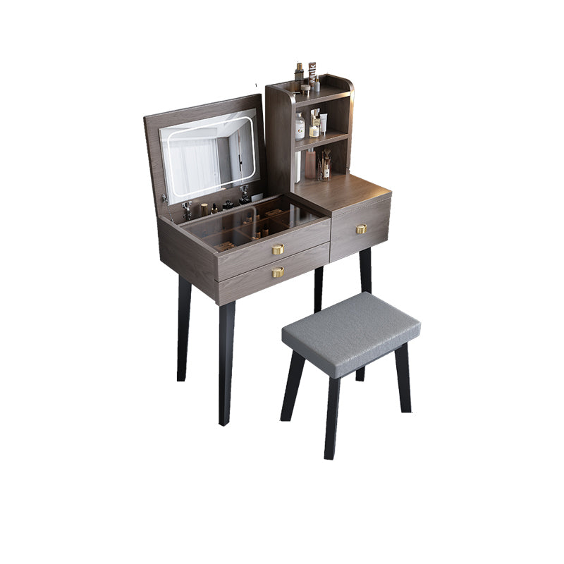 Flip-Top-Waschtabelle 3-Schüchterstuhl-Waschtisch mit Lagerregalen