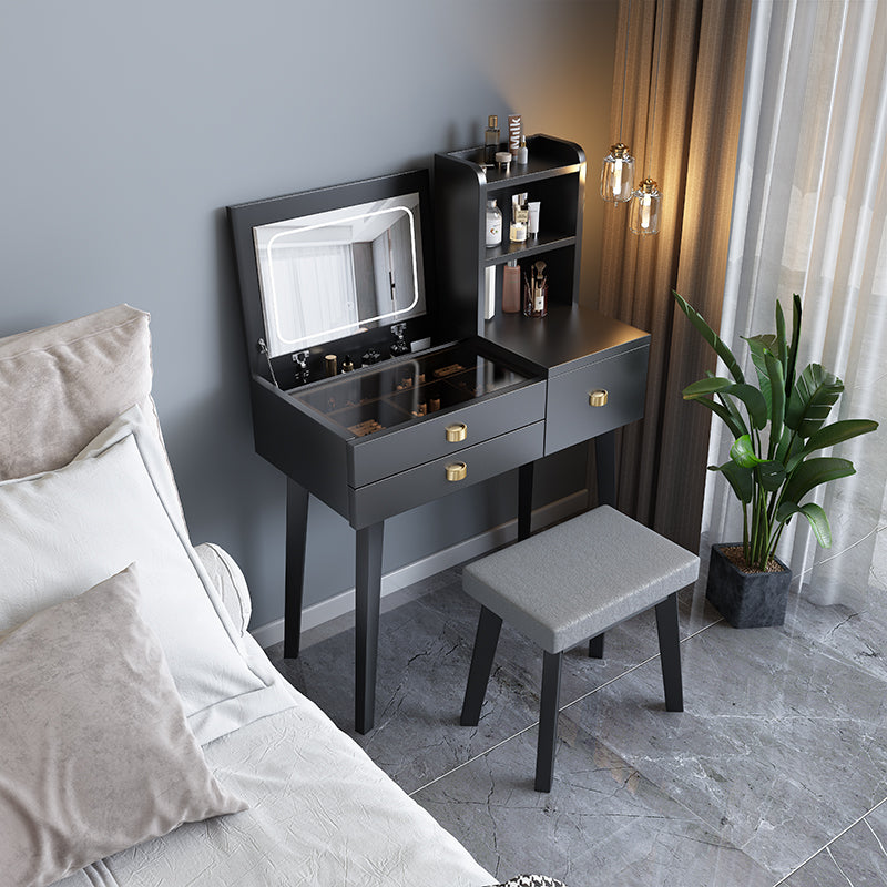 Flip-Top-Waschtabelle 3-Schüchterstuhl-Waschtisch mit Lagerregalen