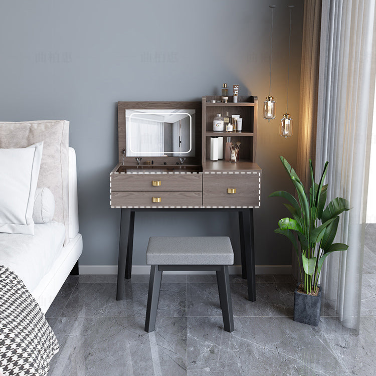 Flip-Top-Waschtabelle 3-Schüchterstuhl-Waschtisch mit Lagerregalen