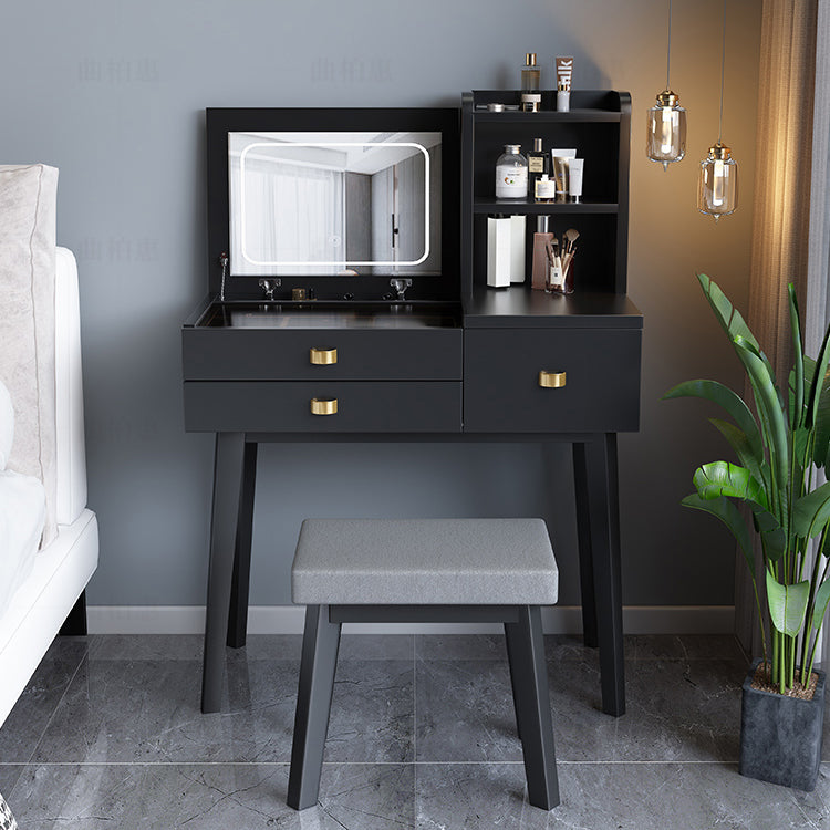 Flip-Top-Waschtabelle 3-Schüchterstuhl-Waschtisch mit Lagerregalen