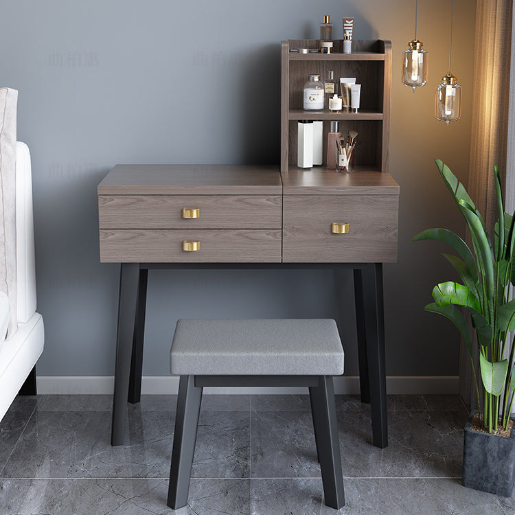 Flip-Top-Waschtabelle 3-Schüchterstuhl-Waschtisch mit Lagerregalen