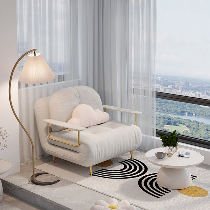 Fabric Upholstered Futon Chair Tufted Twin Futon Sleeper Sofa Off-White Polyester Blend Latex Clearhalo 'furn' 'furn_futons' 'Furniture' 'Futons & Daybeds' 'Futons' 'Living Room Furniture' 6552005