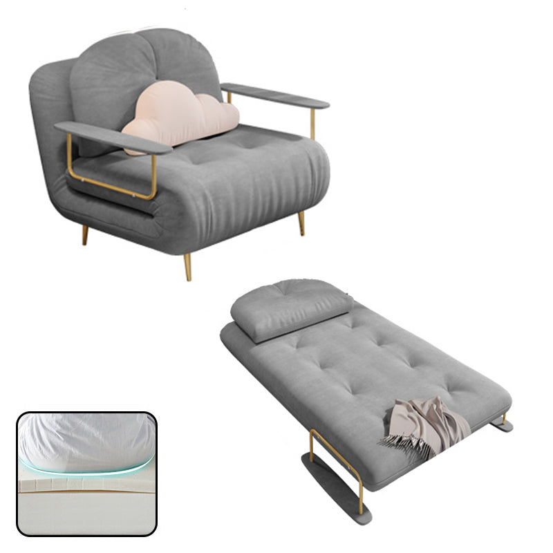 Fabric Upholstered Futon Chair Tufted Twin Futon Sleeper Sofa Grey Polyester Blend Latex Clearhalo 'furn' 'furn_futons' 'Furniture' 'Futons & Daybeds' 'Futons' 'Living Room Furniture' 6552006