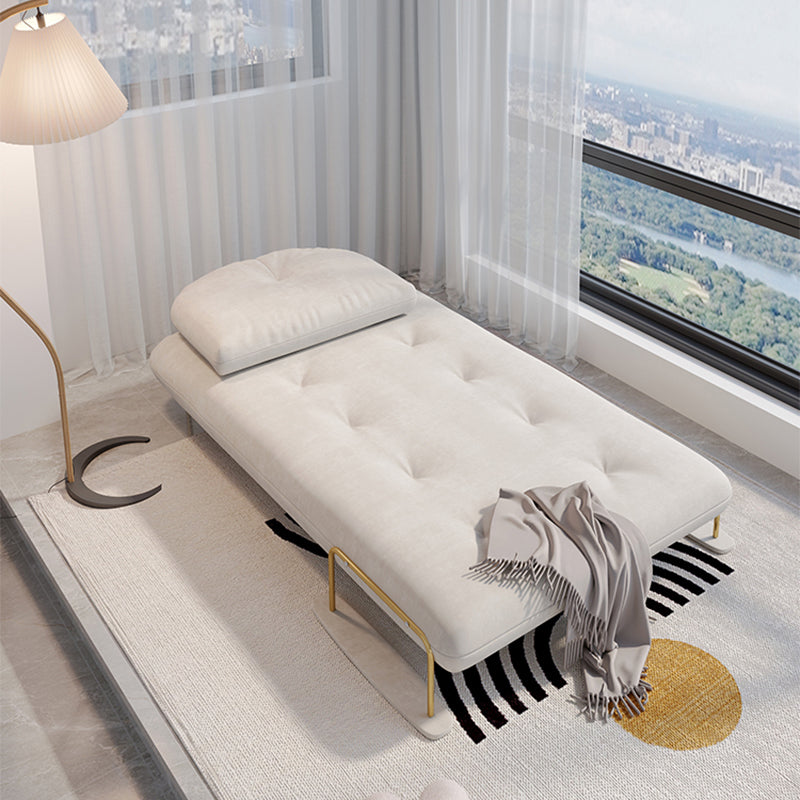 Fabric Upholstered Futon Chair Tufted Twin Futon Sleeper Sofa Off-White Polyester Blend Sponge Clearhalo 'furn' 'furn_futons' 'Furniture' 'Futons & Daybeds' 'Futons' 'Living Room Furniture' 6552008