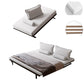White Armless Sofa Bed Buttonless Modern Sleeper Sofa with Black Metal Base
